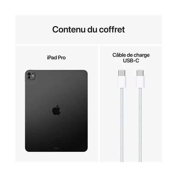 Contenu du coffret APPLE iPad Pro 13 Pouces (2024) Puce M4 Noir sidéral - Neuf