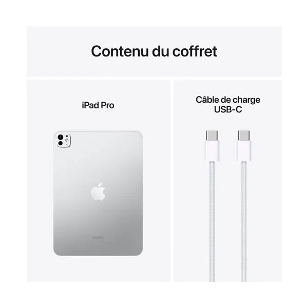 Contenu du coffret APPLE iPad Pro 11 Pouces (2024) Puce M4 Argent - Neuf