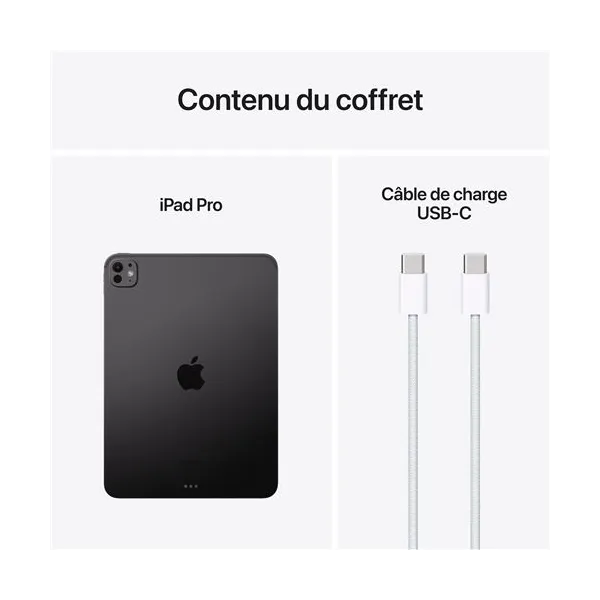Contenu du coffret APPLE iPad Pro 11 Pouces (2024) Puce M4 Noir sidéral - Neuf