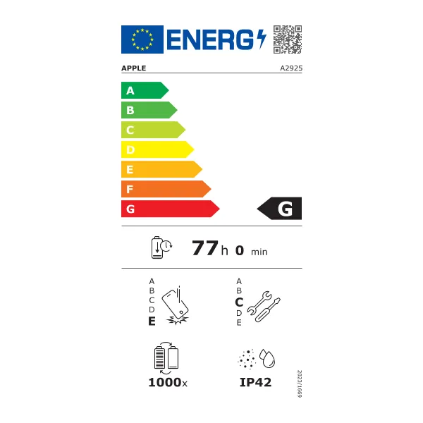 Etiquette énergétique iPad Pro 13 pouces (2024) WIFI