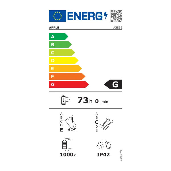 Etiquette énergétique iPad Pro 11 pouces (2024) WIFI