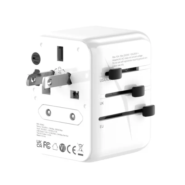 MYWAY ADAPTATEUR UNIVERSEL DE VOYAGE 12W USB-C 2 USB-A