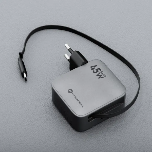 FORCELL F-Energy Chargeur mural 45W USB-C + câble USB-C intégré