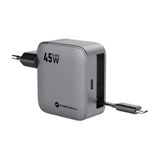 FORCELL F-Energy Chargeur mural 45W USB-C + câble USB-C intégré