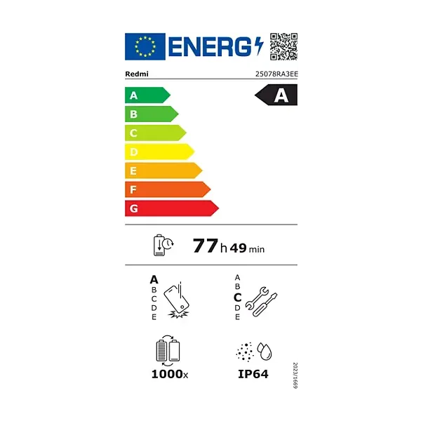 Etiquette énergétique XIAOMI Redmi 15C Noir - Neuf