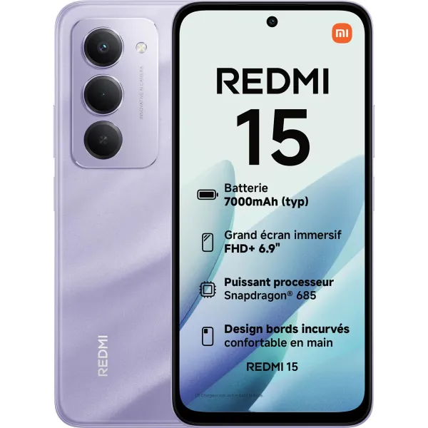XIAOMI Redmi 15 Mauve - Neuf