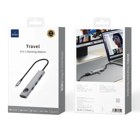 Emballage WIWU Hub USB-C 8 en 1 multifonction