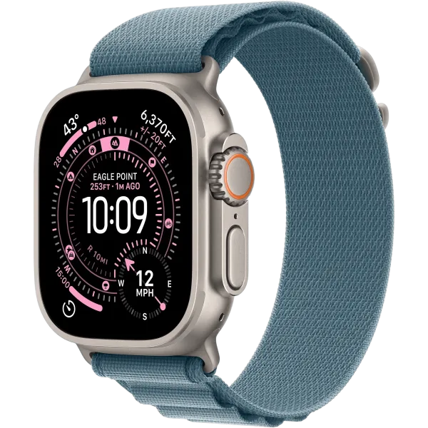 APPLE Watch Ultra 3 Bracelet Alpine Bleu Boitier Titane naturel