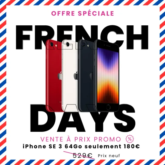 FRENCH DAYS - iPhone SE 3 (2022) à 180€ - 64 Go bon état