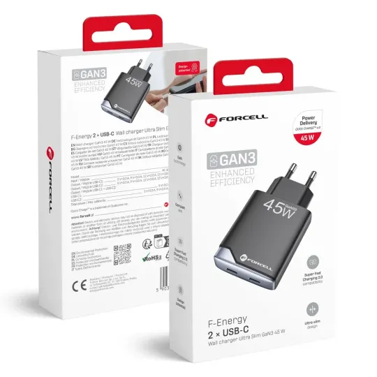 FORCELL F-Energy Chargeur réseau 45W deux ports USB-C