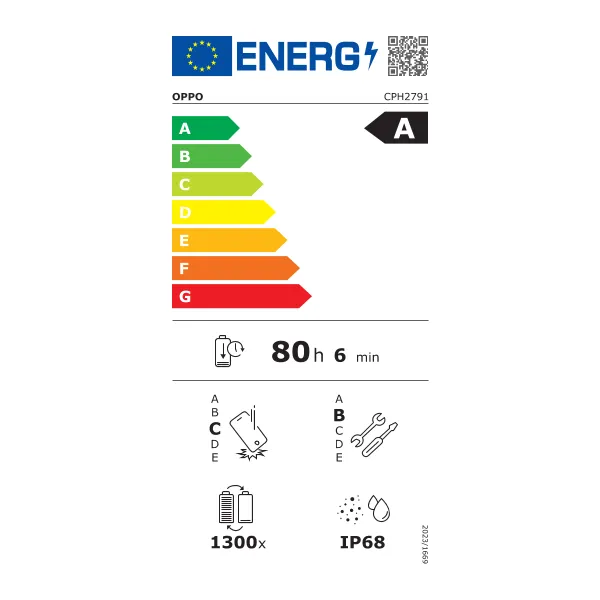 OPPO Find X9 Pro - Neuf Etiquette énergétique