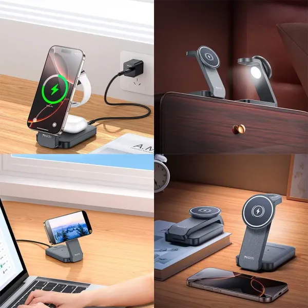 YESIDO Station de charge sans fil 4 en 1