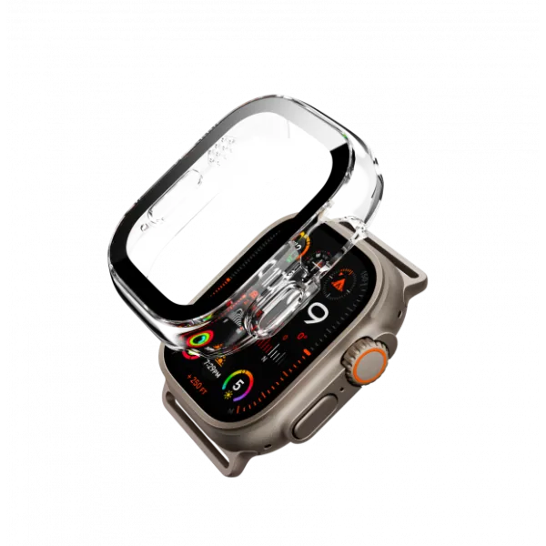 FORCE Coque pour Apple Watch Ultra 1/2 transparente avec contours noirs