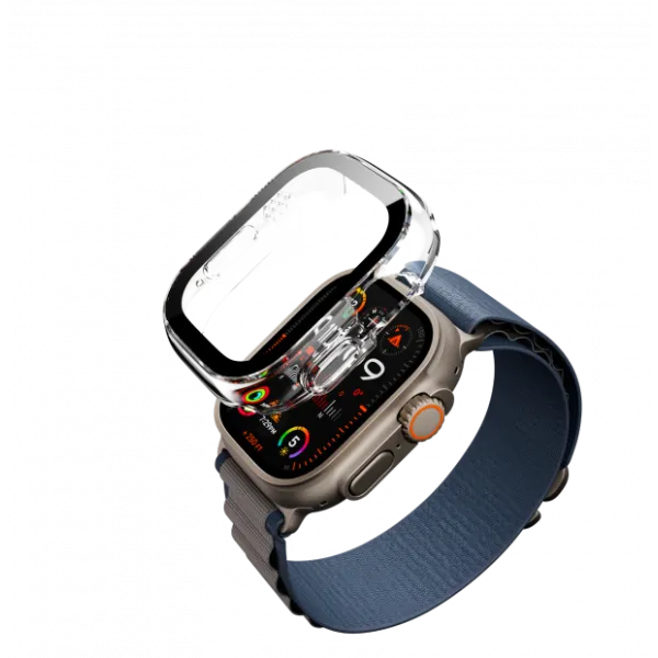 FORCE Coque pour Apple Watch Ultra 1/2 transparente avec contours noirs