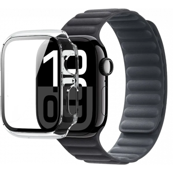 FORCE Coque pour Apple Watch 10 transparente avec contours noirs