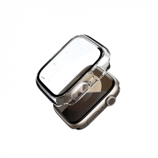 FORCE Coque pour Apple Watch 5/6/SE transparente avec contours noirs
