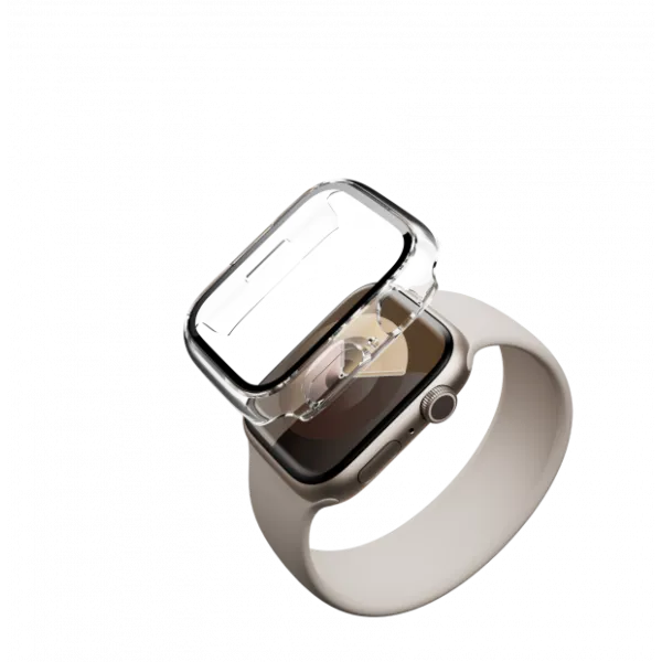 FORCE Coque pour Apple Watch 5/6/SE transparente avec contours noirs