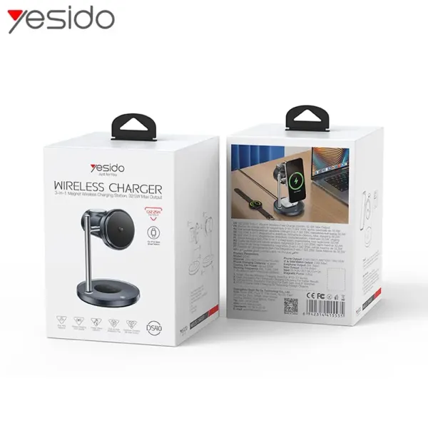 YESIDO Station de Charge sans Fil Qi2 32.5W 3 en 1