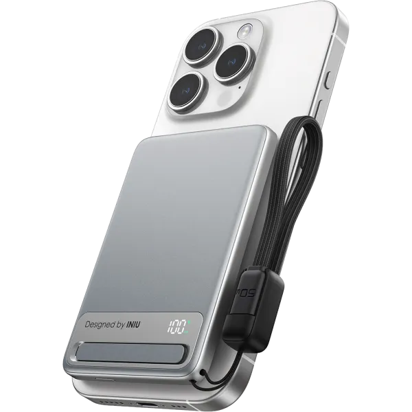 INIU MagPro Slim Powerbank sans fil MagSafe/Qi 5000mAh 15W Blanc