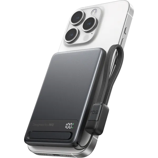 INIU MagPro Slim Powerbank sans fil MagSafe/Qi 5000mAh 15W Noir