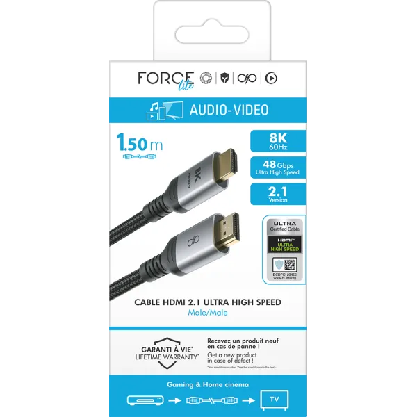 FORCE Câble Renforcé HDMI Ultra HiSpeed Full HD 8K (1,5m)
