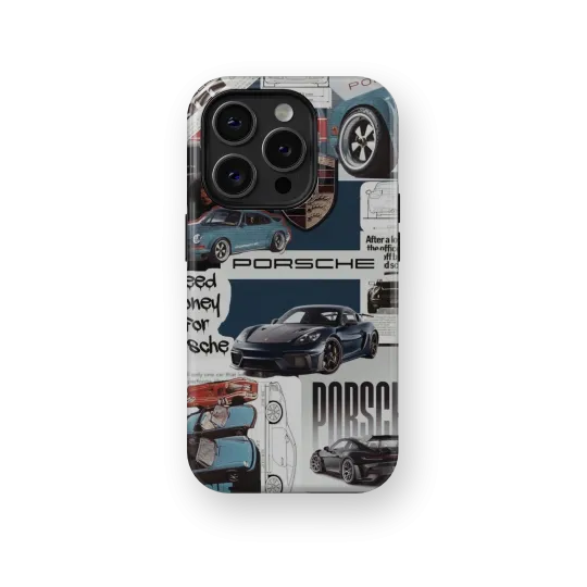 Porsche Scrapbooking | Coque de téléphone 3D 2en1 Ultra-résistante