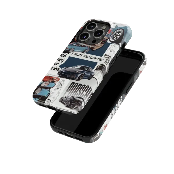 Porsche Scrapbooking | Coque de téléphone 3D 2en1 Ultra-résistante