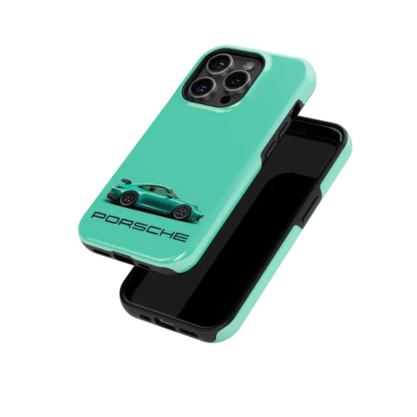 Turquoise Porsche | Coque de téléphone 3D 2en1 Ultra-résistante
