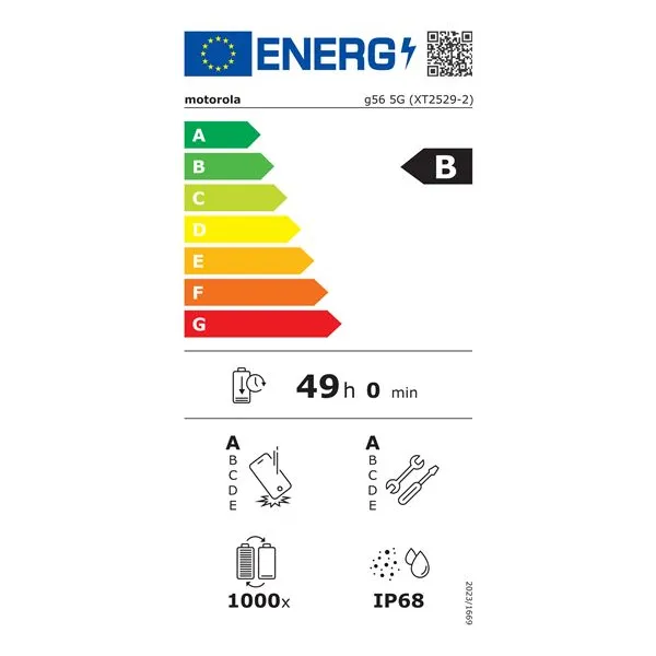 Etiquette énergétique MOTOROLA Moto G56 5G - Neuf