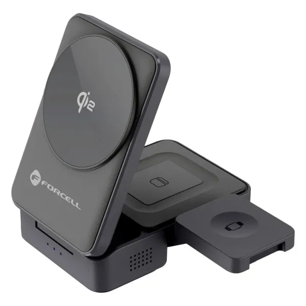 FORCELL F-ENERGY Support de charge 3-en-1 Flex Pro Qi2 et MagSafe 15W