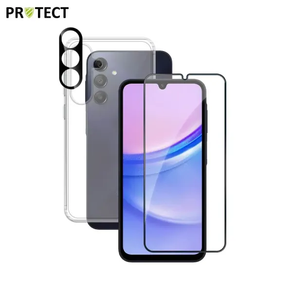 PROTECT Pack de Protection Coque + Protection Lentille + Verre Trempé Samsung A15