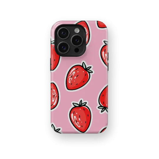 Strawberry Stickers | Coque de téléphone 3D 2en1 Ultra-résistante