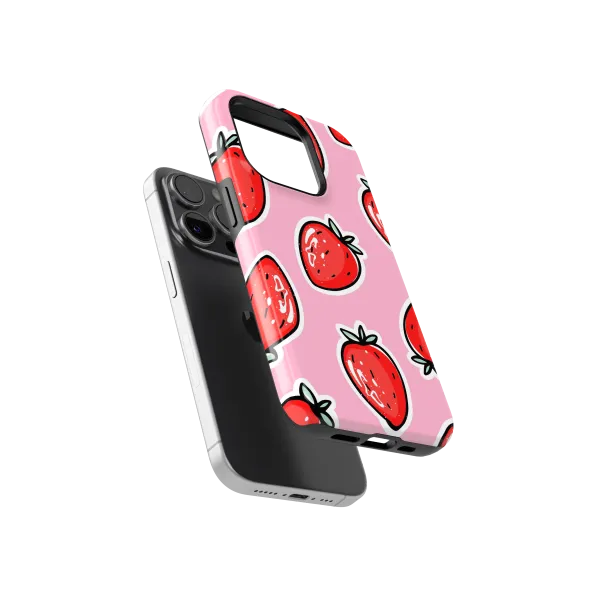 Strawberry Stickers | Coque de téléphone 3D 2en1 Ultra-résistante