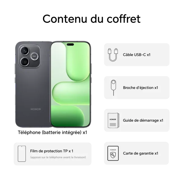 Contenu du coffret HONOR 600 Lite - Neuf Noir