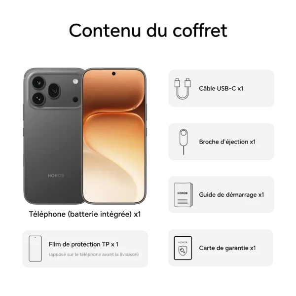 HONOR 600 Pro - Neuf noir Contenu du coffret
