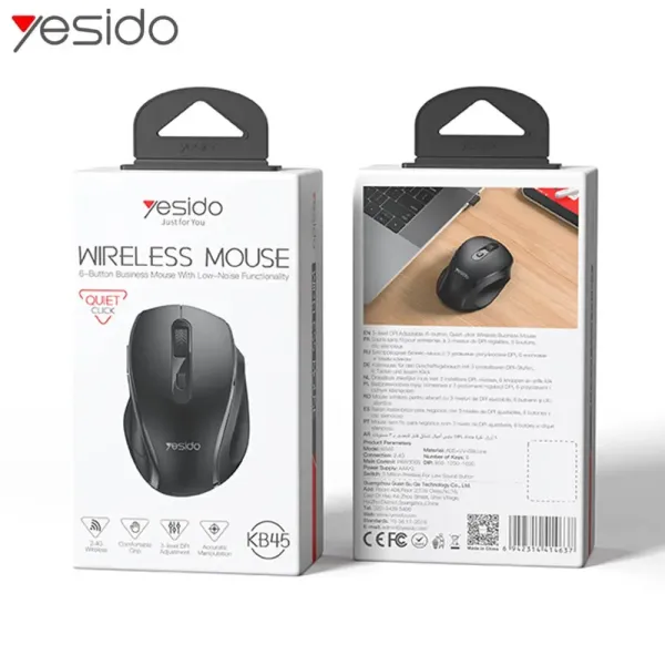 YESIDO Souris sans fil avec 6 boutons noir