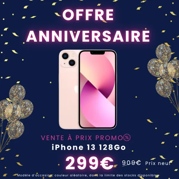 OFFRE 10 ANS - iPhone 13 128Go d'occasion à seulement 299€