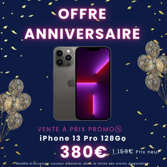 OFFRE 10 ANS - iPhone 13 Pro 128Go d'occasion à seulement 380€