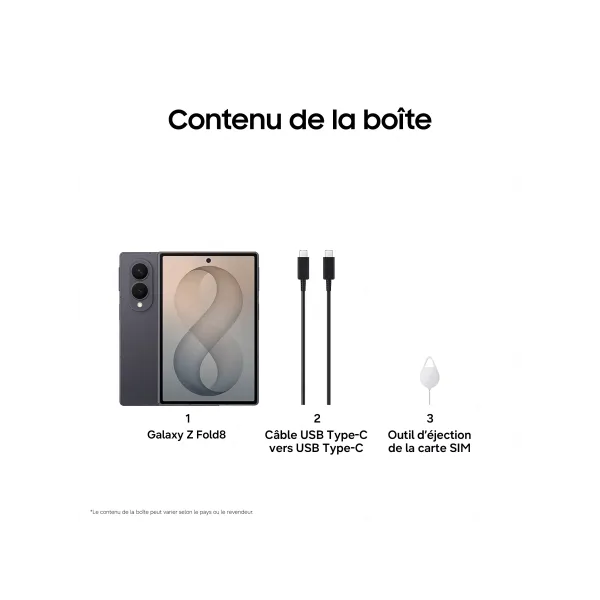 SAMSUNG Galaxy Z Fold8 - Neuf Noir Contenu de la boîte