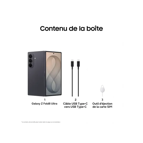 SAMSUNG Galaxy Z Fold8 Ultra - Neuf Noir Contenu de la boîte