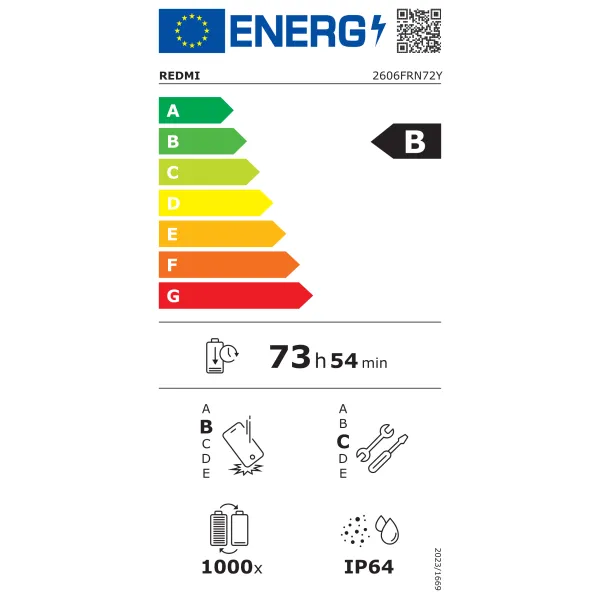Etiquette énergétique XIAOMI Redmi 17 - Neuf