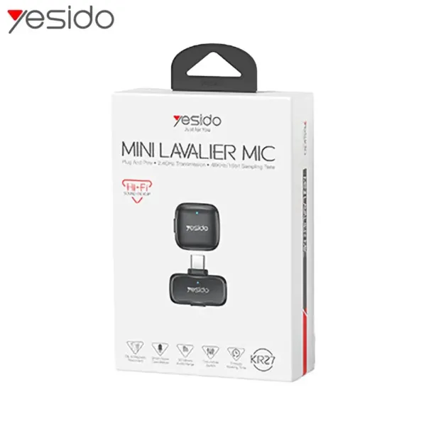 Boîte emballage YESIDO Microphone Cravate USB-C & Lightning