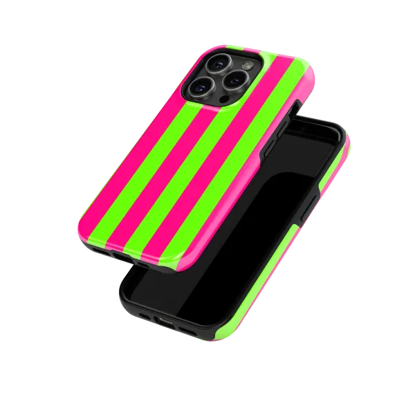 Flashy Green Stripes Case | Coque de téléphone 3D 2en1 Ultra-résistante