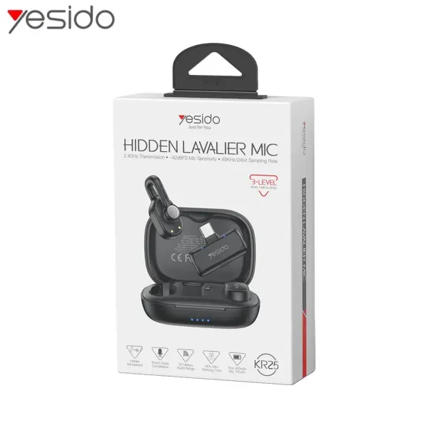 YESIDO Microphone Cravate Noir