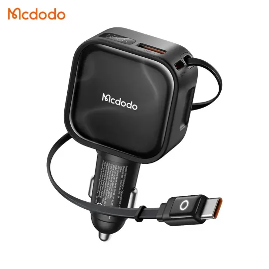 MCDODO Chargeur Voiture Allume-Cigare Câble USB-C Rétractable Intégré 93W