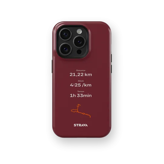 Mon Run Strava - Rouge Bordeaux | Coque 3D 2en1 Ultra-résistante