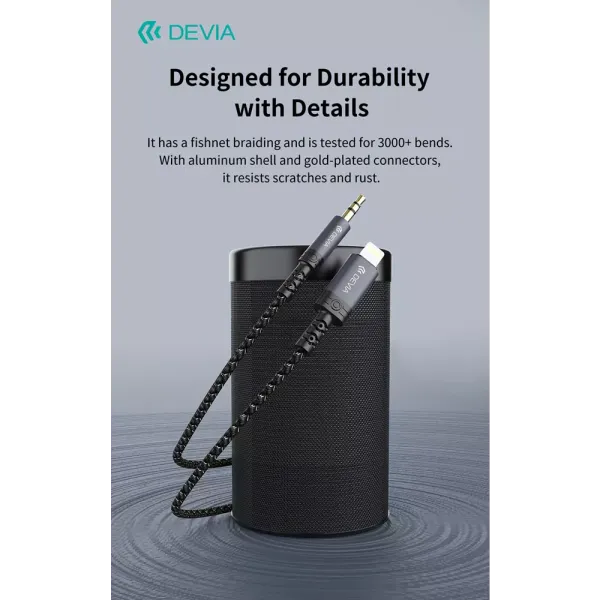 DEVIA Câble Lightning Vers Jack 3,5mm 1m (Noir)