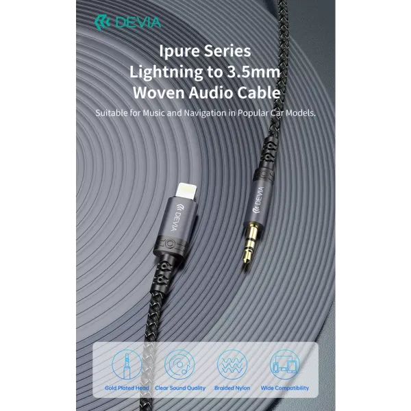 DEVIA Câble Lightning Vers Jack 3,5mm 1m (Noir)