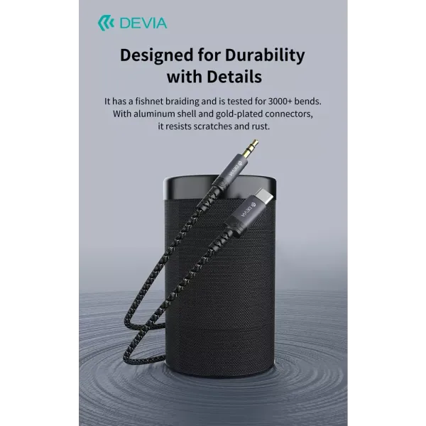 DEVIA Câble USB-C Vers Jack 3,5mm 1m (Noir)