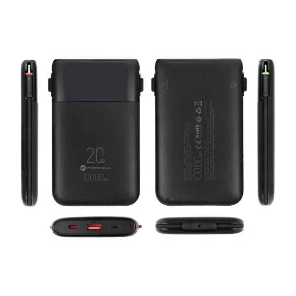 FORCELL F-ENERGY Batterie externe multicharge avec câbles Type C et Lightning
